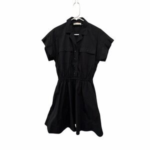 Tory Burch Black Cotton Poplin Shirt Mini Dress